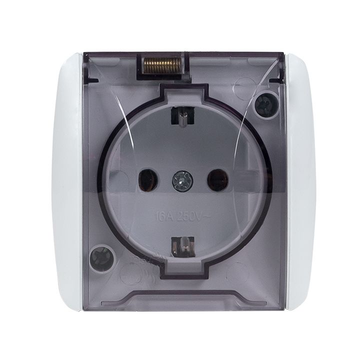 Владивосток Розетка 1-местная 16А с заземлением с прозрачной крышкой IP54 EKF EQR16-029-30-54-T