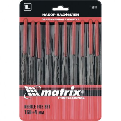 Набор надфилей, 160 х 4 мм., 10 шт., обрезиненные рукоятки Matrix 15818