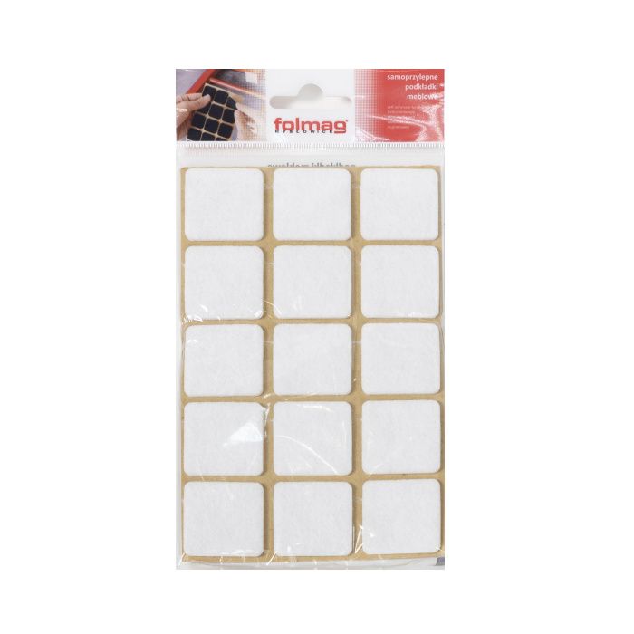 Подкладка самоприлипающая фетровая 30х30мм (1лист-15шт) белая FOLMAG 110818