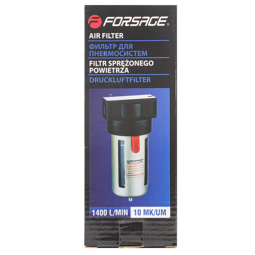 Фильтр воздушный для пневмосистем 1/2'', 10Мк, 1400 л/мин, 0-10bar,раб. температура 5°-60° Forsage F-BF4000