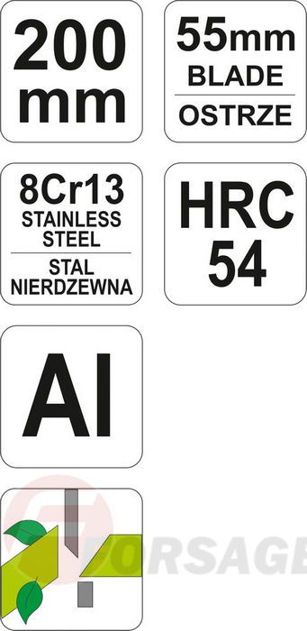 Секатор для живых веток d20 мм 200 мм Al Yato YT-8791