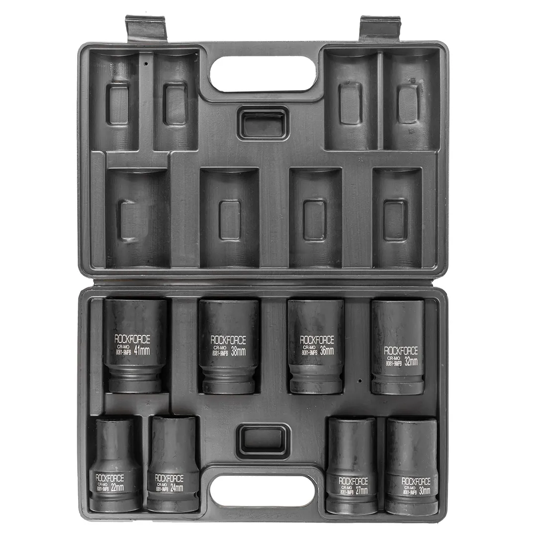 Набор головок ударных глубоких 1" 8 пр., 12-гр., 22-41 мм RockForce RF-8081-9MPB