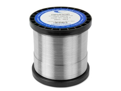 Припой ПОС 61 проволока, катушка ф1мм, 1кг, без канифоли Векта 10008