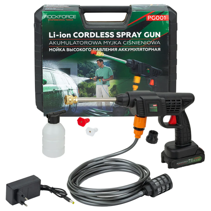 Мойка высокого давления аккумуляторная 24В, 2,8 л/мин, 15 бар RockForce RF-PG001