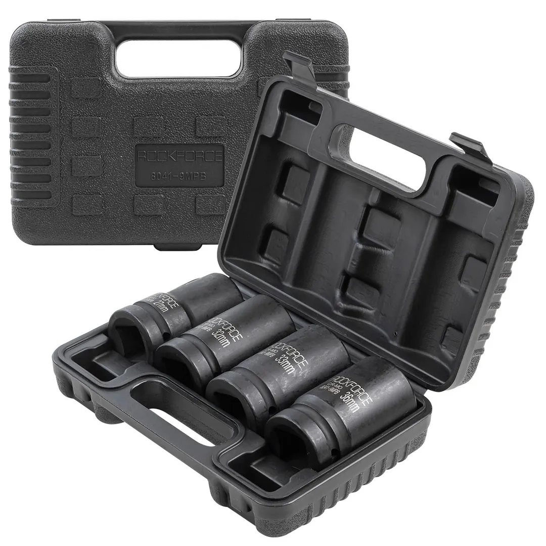 Набор головок ударных глубоких 1" 4 пр., 12-гр., 27, 32, 33, 36 мм RockForce RF-8041-9MPB