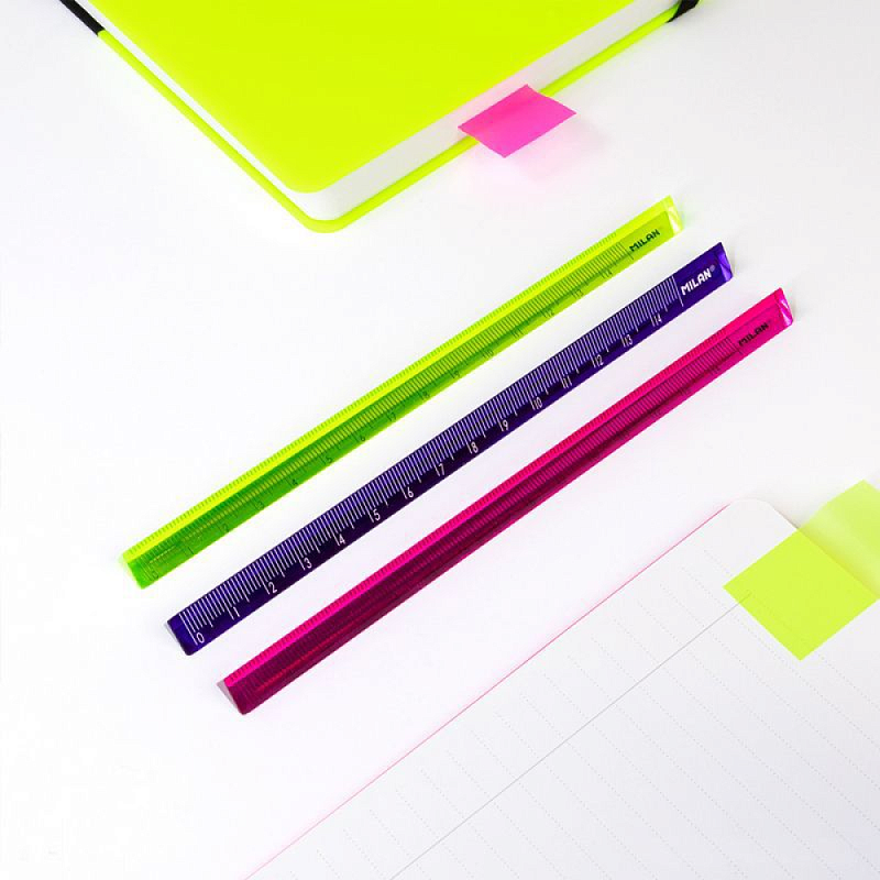 Линейка Milan "Acid"  15 см, треугольная, ассорти