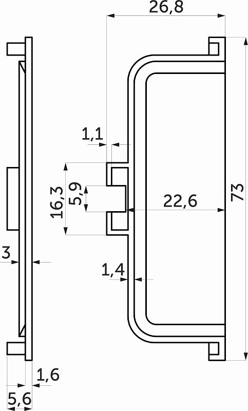Комплект заглушек металлич. внутр. к профилю Gola, C-образных, левая+правая, матовое золото AKS 118191