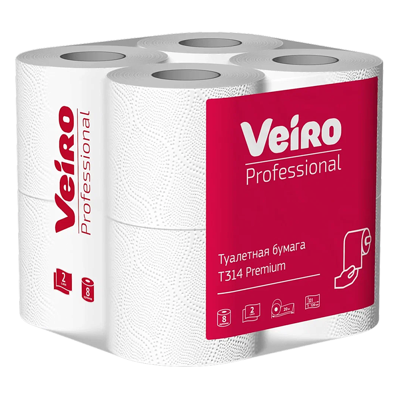 Бумага туалетная Veiro Professional Premium, 6 рулонов, 2 слоя, 20 м