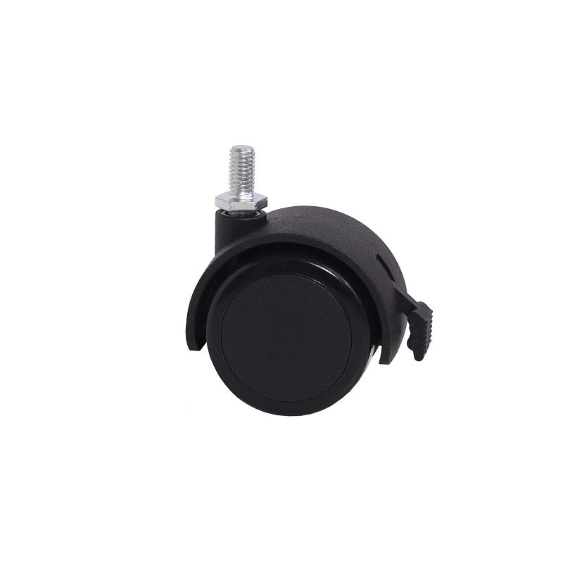 Колесо меб. пласт. FURNI d50 с винтом M8 с торм., черный AKS 122720