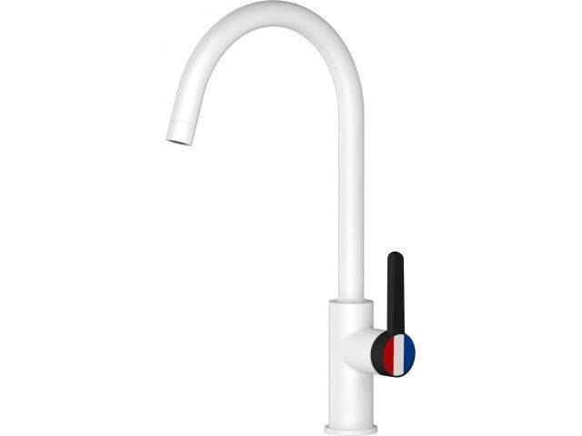 Смеситель для кухни Lt D35, серия Rose белый + черный, поворотный J-излив A-five A5-0924