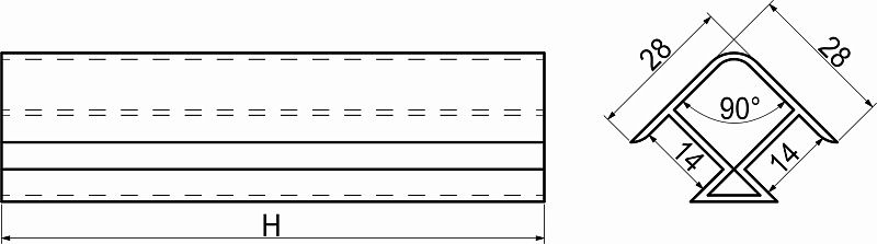 Угол универсальный 90 к цоколю мебельному ПВХ h100 алебастр RU 90882