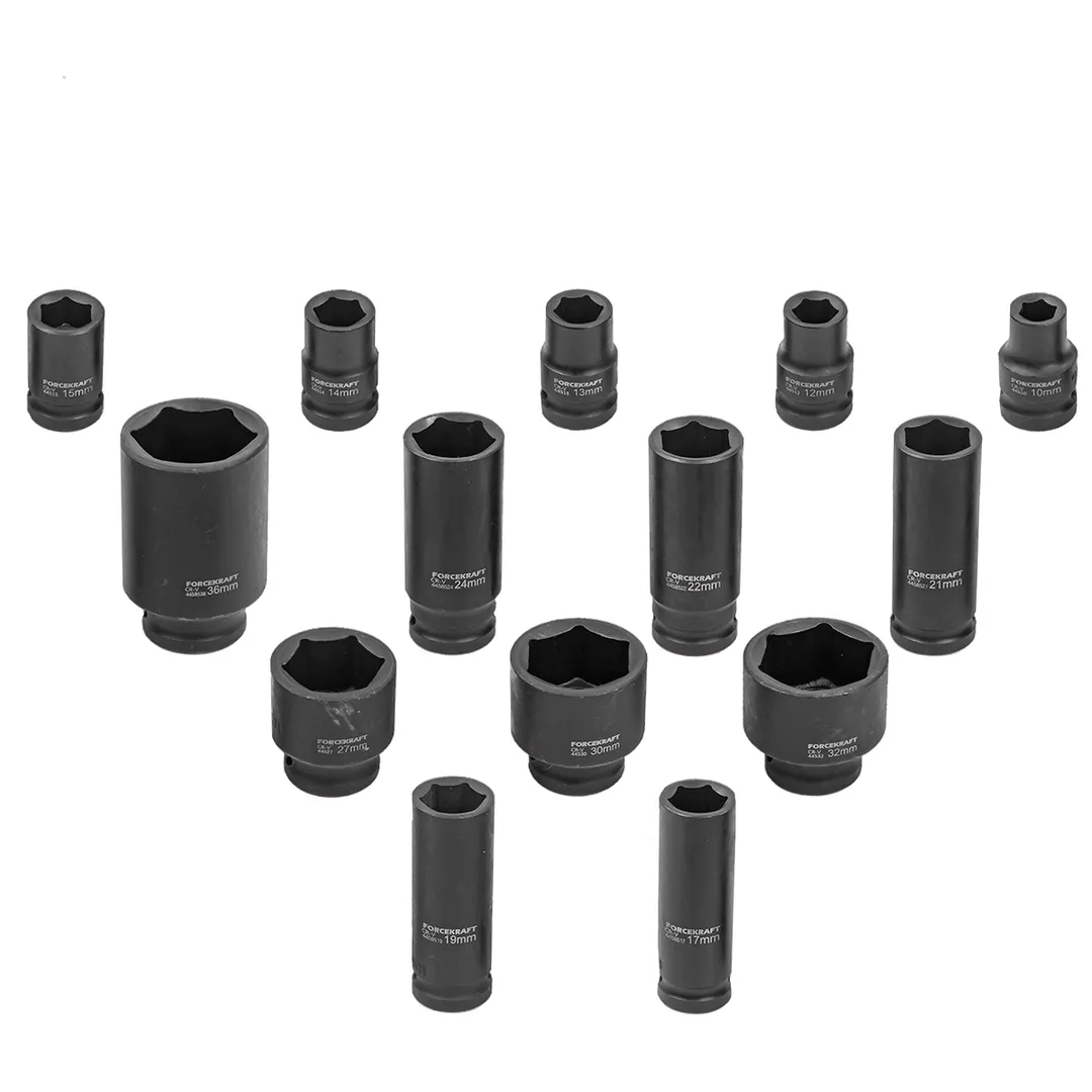 Набор головок ударных комбинированный 14 пр., 1/2'', 10-36 мм ForceKraft FK-4149MPB
