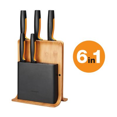 Набор ножей 5 шт бамбуковый блок FF Fiskars 1057552