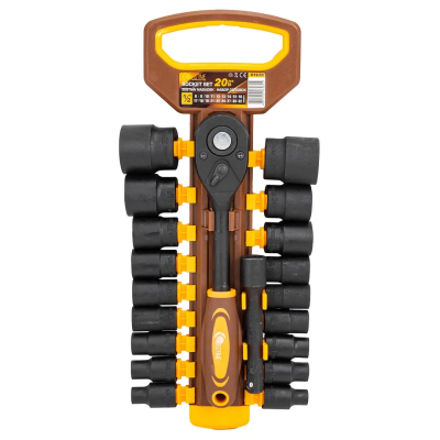 Набор ударных головок 8-32 мм 1/2'', с трещоткой 20 пр FORSTIME FT-019-5K