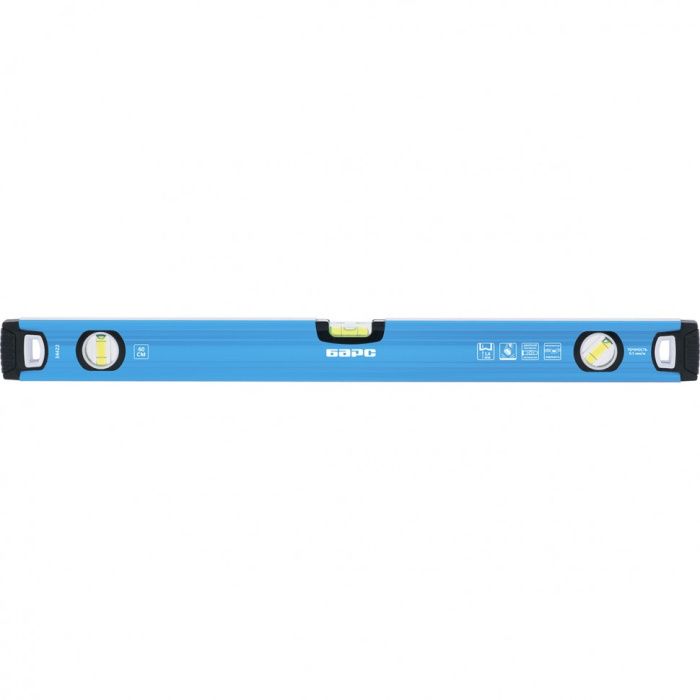 Уровень алюминиевый, 1800 мм, профиль 1,6 мм, фрезерованный, ударопрочные заглушки, 3 глазка Барс 34432