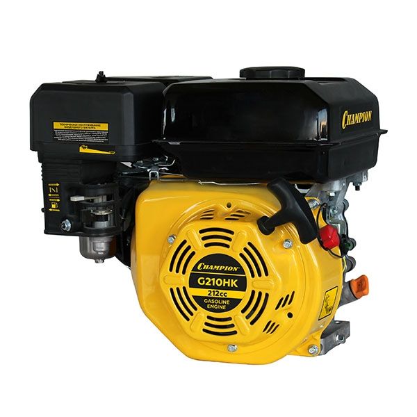 Двигатель бензин.,с горизонт. валом, 7л.с./3600об/мин., 212 см.куб., диаметр 19мм шпонка Champion G210-1HK