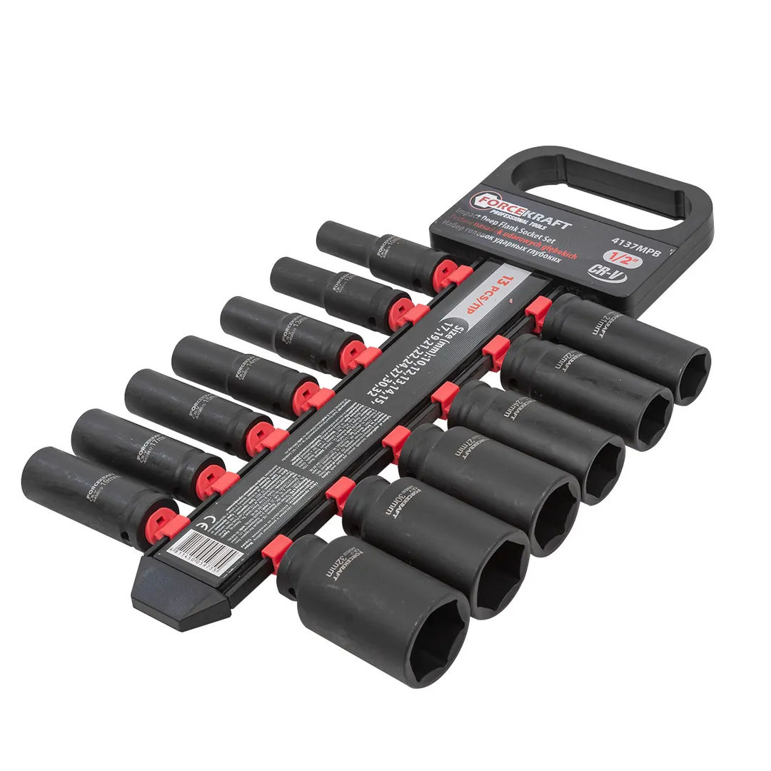 Набор головок ударных глубоких 13 пр., 1/2'' 10, 12-32 мм ForceKraft FK-4137MPB