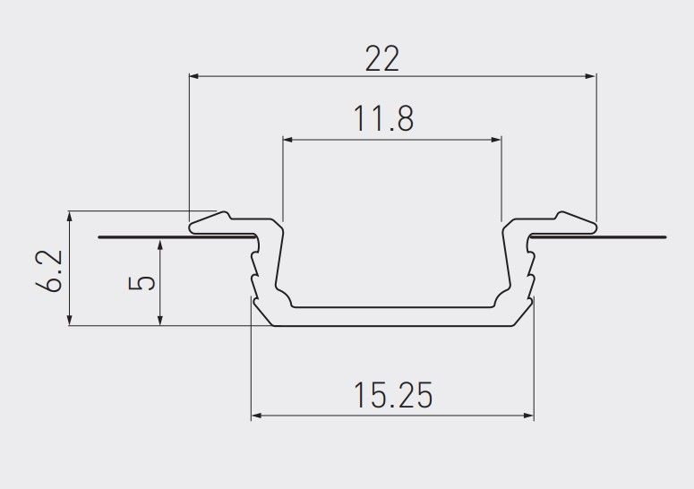 Профиль алюминиевый врезной GLAX PA-GLAX-AL, 2 м., цвет серебро, GTV 46322