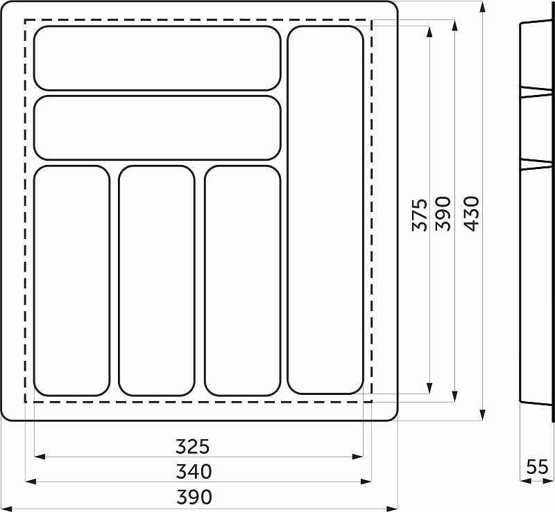 Лоток для столовых приборов 450 BASIC 390*430, серый AKS 113715