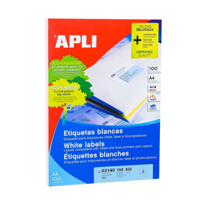 Самоклеящиеся этикетки универсальные Apli, 105x74 мм, 100 листов, 8 шт, белый