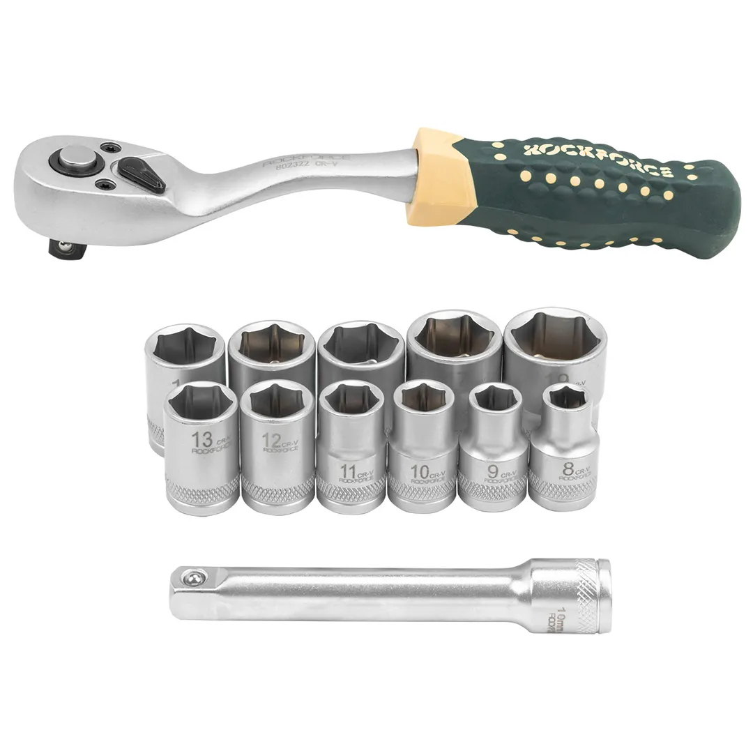 Набор головок 8-19 мм с трещоткой и удлинителем 3/8'' 13 пр RockForce RF-3132-5MSA