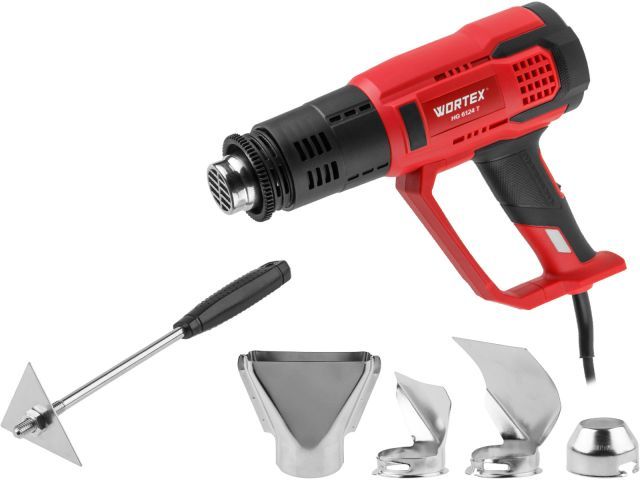 Термовоздуходувка HG 6124 в кор. + набор сопл 2000 Вт, 2 режима., 60-600 °С, плавн. рег., 300, 500 л/мин WORTEX 1334742