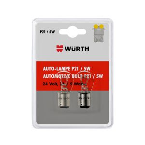 Автолампа тип P21/5W 24V 21/5W, BAY15D, 2 шт в блистере WÜRTH 07209342