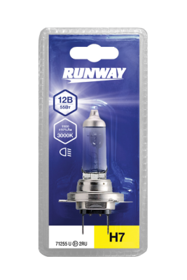 Лампа автомобильная галогенная 12V 55W (1шт. блистер) Runway RW-H7-b