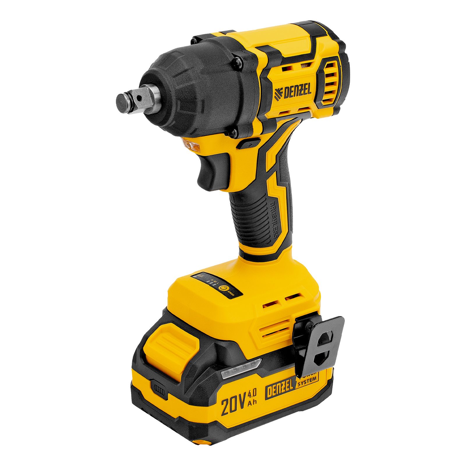 Гайковерт ударный аккумуляторный бесщет. CIWH-BL-20-500, Li-Ion, 20 В Denzel 26524