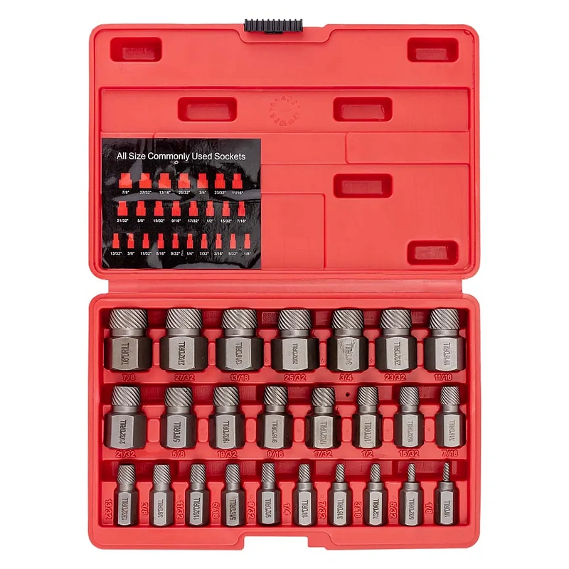 Набор головкок-экстракторов для извлечения поврежденных болтов/гаек 25 пр ForceKraft FK-630025B