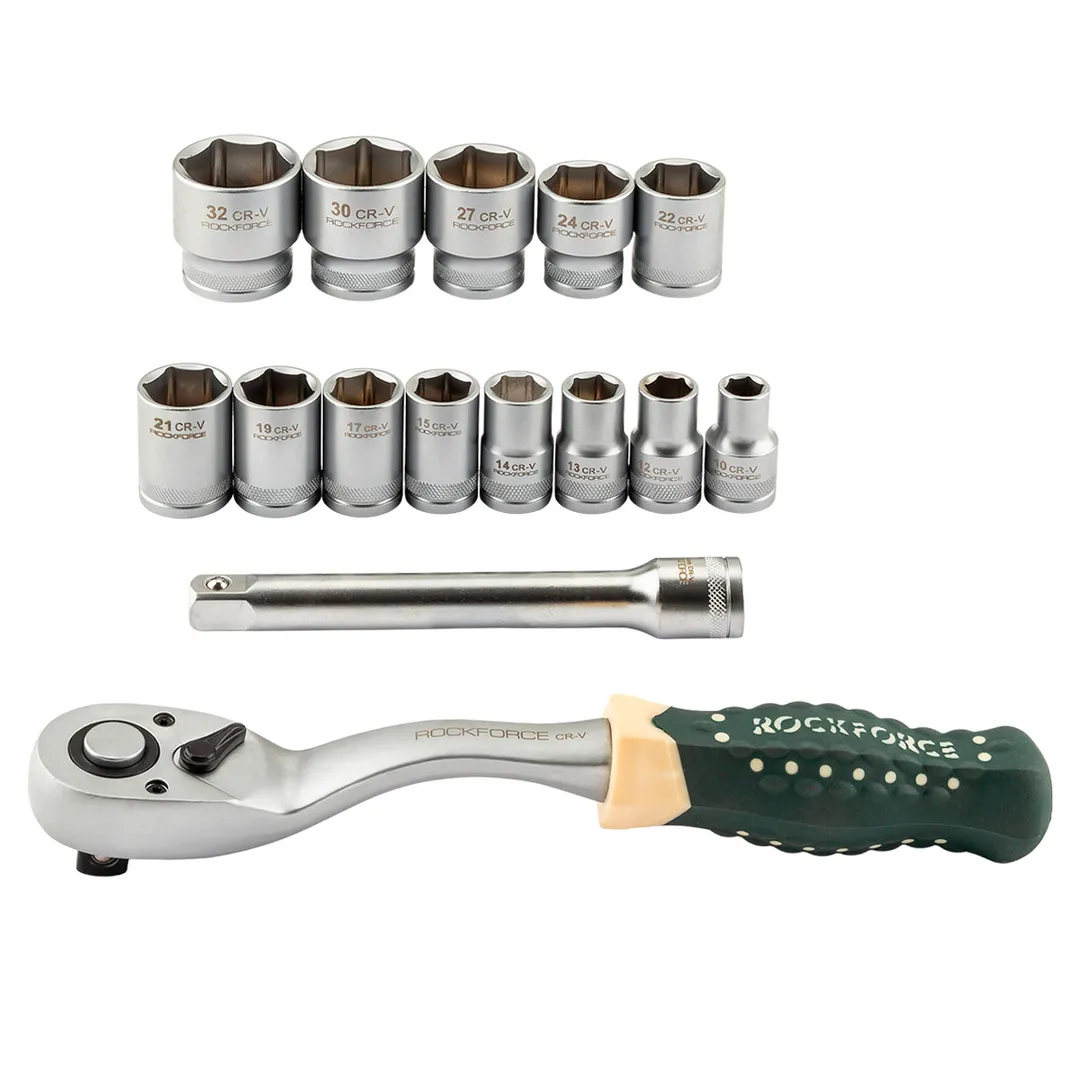 Набор торцевых головок 10-32 мм 1/2'' 6-гр 15 пр RockForce RF-4159 MSA