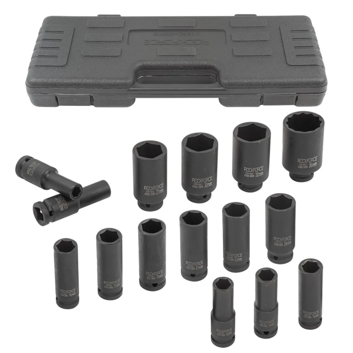 Набор головок ударных глубоких 10-32 мм 1/2'' 6-гр, 36 мм - 12 гр, 15 пр RockForce RF-4166D-5MPB