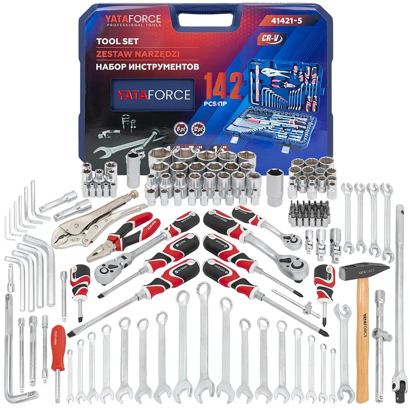 Набор инструментов 142 пр 1/4"&3/8"&1/2" 6-гр&12-гр YATAFORCE YF-41421-5