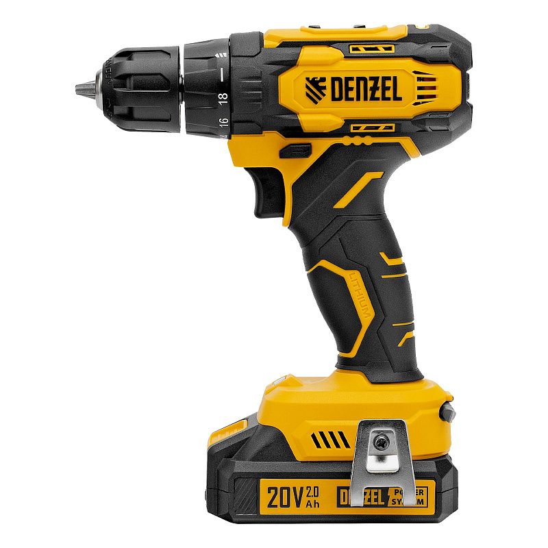 Дрель-шуруповерт аккумуляторная CDQ-20, Li-Ion, 20 В Denzel 26118