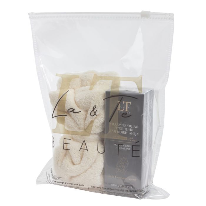 Набор: увлажняющая эссенция для кожи лица 30 мл LT-1848, повязка на голову-бант, белая La and Te beaute LT-35