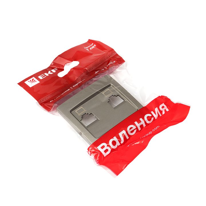 Валенсия лицевая панель розетки RJ-45 2-местная кашемир EKF PROxima ESK02-L-035-40