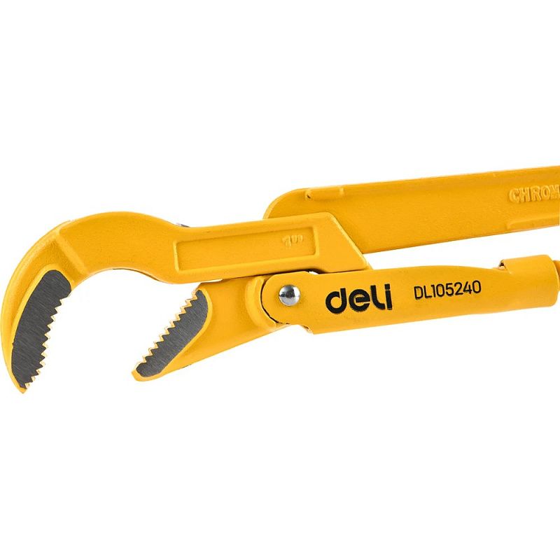 Ключ трубный Deli YS EDL105240 1, тип S, раскрытие губок 40 мм, желтый