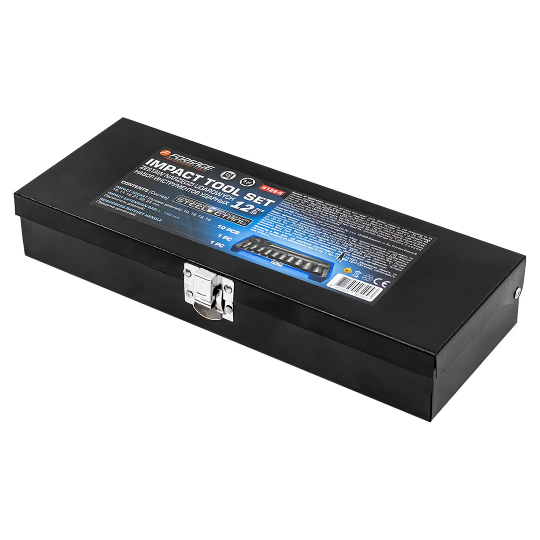 Набор ударных головок 10-24 мм с трещоткой и удлинителем 1/2'' 6-гр 12 пр Forsage F-4122-5