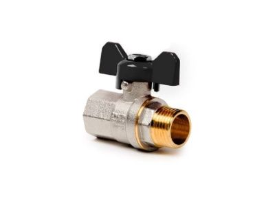 Кран шар. латунный нар. вн. 1/2" бабочка PN40 РосТурПласт 27928