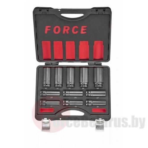 Набор глубоких 6-гр. ударных головок 100 мм 16-38 мм 11 пр. 3/4'' Force 6115D