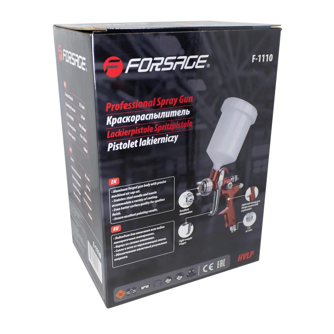 Краскораспылитель с верхним пластиковым бачком 500 мл Forsage F-1110