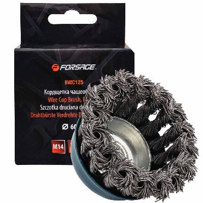Кордщетка чашеобразная стальная витая для УШМ 60 мм Forsage F-BWC125