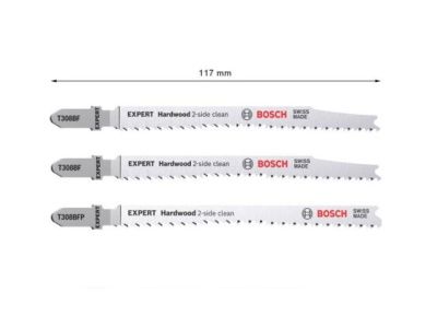 Набор пилок для лобзика по дереву Expert 'Hardwood 2-side clean" 3 шт Bosch 2608900549