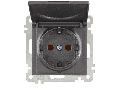 Розетка 1-ая, скрытая, без рамки, с/з, шторки, с крышкой, дымчатая, DARIA, 16 A, 250 V, IP 20, Mutlusan 21006110295