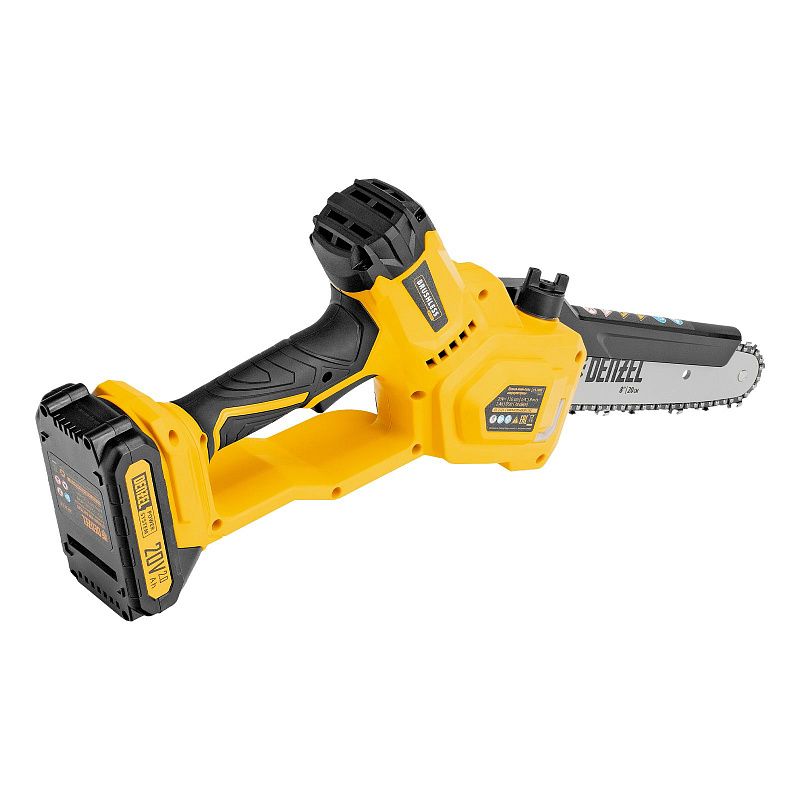 Цепная мини-пила аккумуляторная бесщет., СCS-200BL, шина 200 мм, Li-Ion, 20 В Denzel 58653