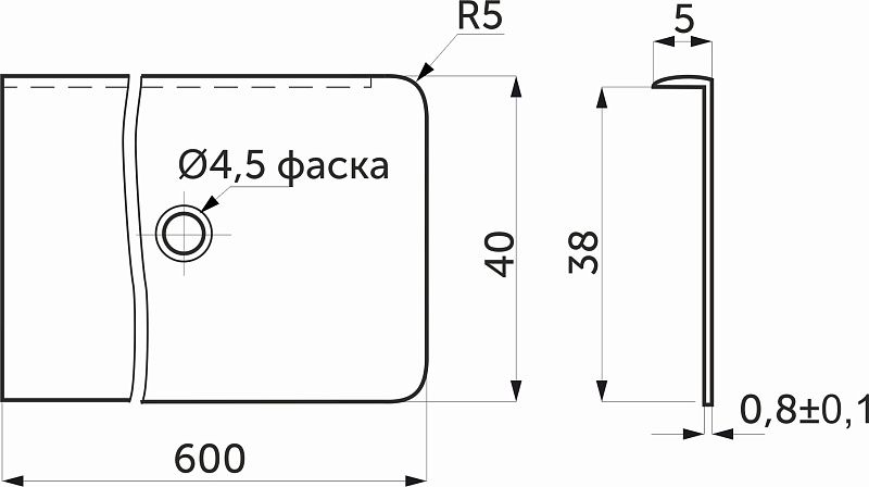 Планка торцевая к столешнице 38 Egger правая алюминий AKS 39982