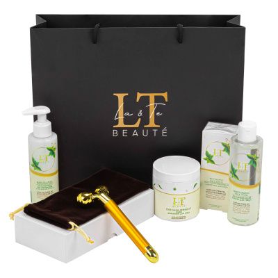 Набор Алоэ и зеленый чай, массажер, гель-пилинг, тоник для лица, сыворотка для лица, ПЭДЫ La and Te beaute LT-5 GR