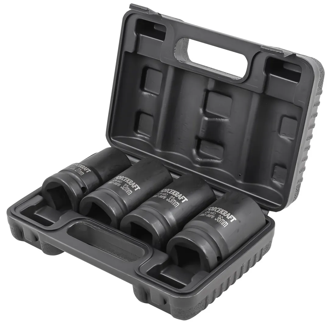 Набор глубоких ударных головок 4 пр., 1'', 12-гр. 27-36 мм ForceKraft FK-8041-9MPB