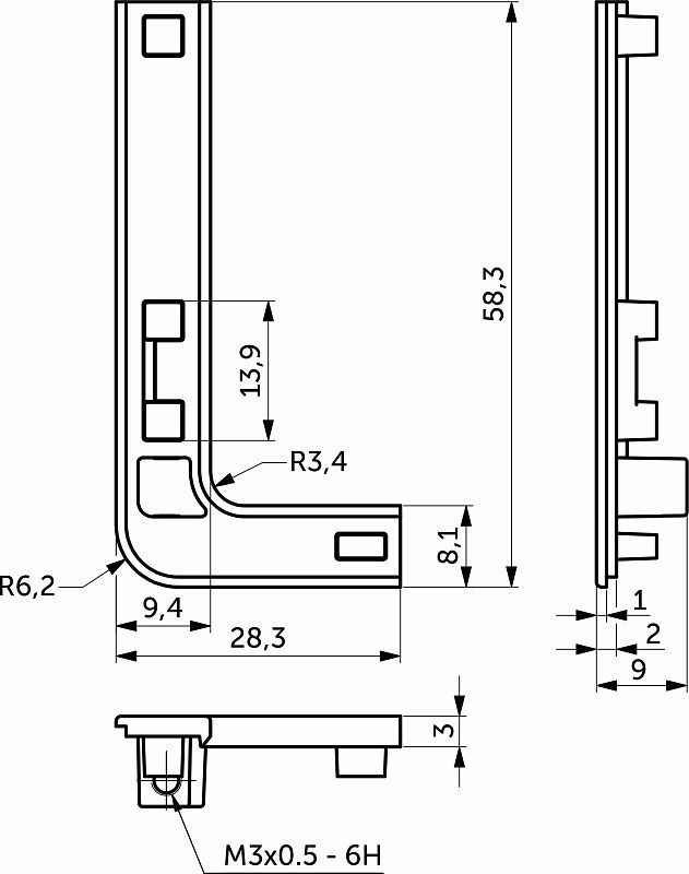 Комплект заглушек металлич. к профилю Gola, L-образных, левая+правая, серебро AKS 118185
