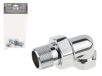 Американка угловая вн.-нар. 1/2" с уплотнительным кольцом ХРОМ AV Engineering AVE308010